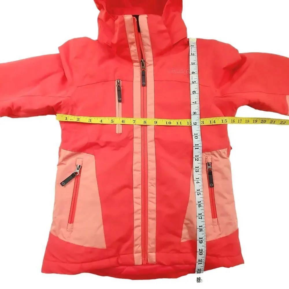 Planet Earth Snow Jacket Girls Small Orange Snowboarding Full Zip Insulated